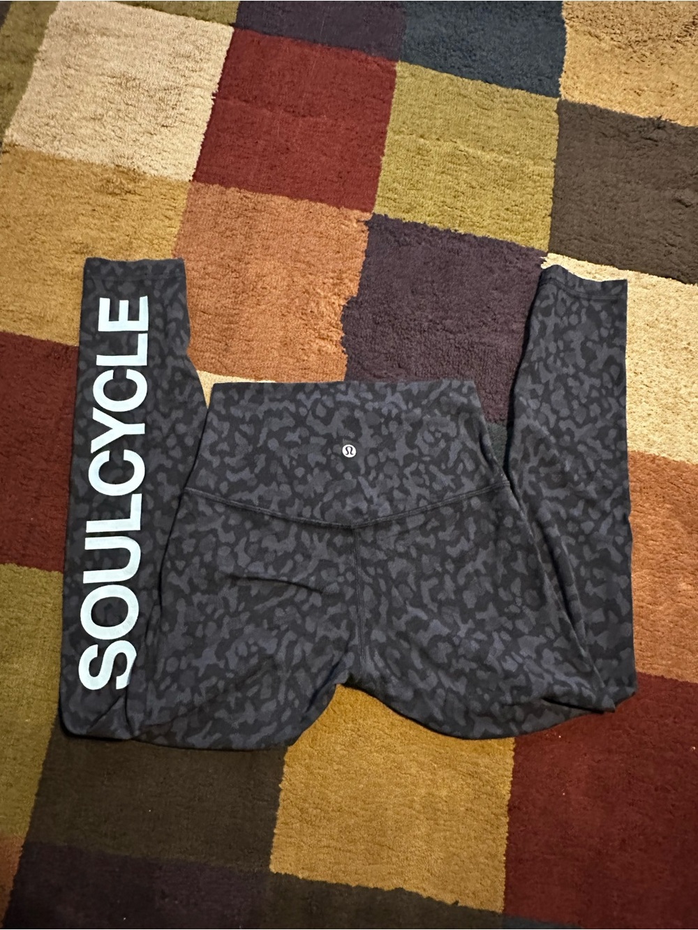 lululemon athletica Black Gray Leopard-Print Leggings with Logo